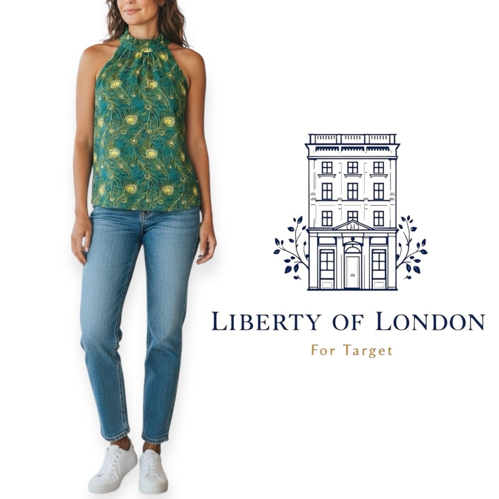 Liberty of London for Target halter neck top  "Hera" peacock feather print Small
